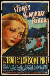 1e899 TRAIL OF THE LONESOME PINE style A 1sh '36 Sylvia Sidney, Henry Fonda, Fred MacMurray