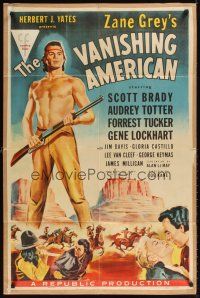 1e922 VANISHING AMERICAN kraftbacked 1sh '55 Zane Grey, art of barechested Navajo Scott Brady!