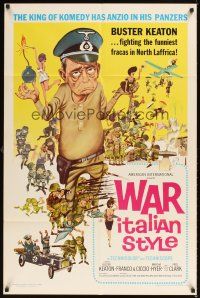1e944 WAR ITALIAN STYLE 1sh '66 Due Marines e un Generale, cartoon art of Buster Keaton as Nazi!