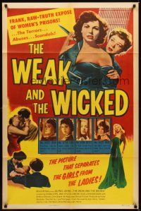1e952 WEAK & THE WICKED 1sh '54 bad girl Diana Dors, strips bare raw facts of women in prison!