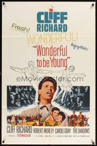 1e980 WONDERFUL TO BE YOUNG 1sh '62 close up of Cliff Richard, Robert Morley, rock 'n' roll!