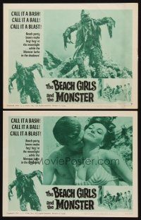 1f897 BEACH GIRLS & THE MONSTER 2 LCs '65 classic schlocky grade-Z movie, wacky monster image!