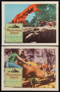 1f955 MYSTERIOUS ISLAND 2 LCs '61 Ray Harryhausen, cool special effects scene with giant crab!