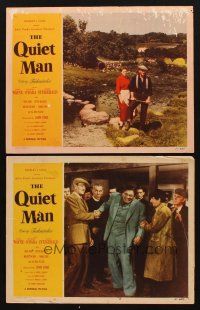 1f964 QUIET MAN 2 LCs '51 John Wayne shaking hands with Victor McLaglen + with Maureen O'Hara!