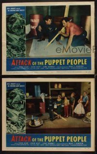 1f831 ATTACK OF THE PUPPET PEOPLE 3 LCs '58 John Agar, 6 tiny people w/gigantic rotary phone!