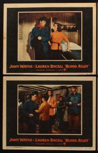 1f624 BLOOD ALLEY 7 LCs '55 cool images of John Wayne & Lauren Bacall in China!