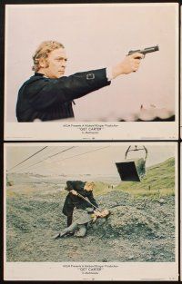1f242 GET CARTER 8 LCs '71 great image of Michael Caine w/shotgun, sexy Britt Ekland!