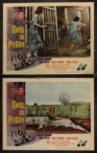 1f246 GIRLS IN PRISON 8 LCs '56 Richard Denning, Joan Taylor, Adele Jergens, women without men!