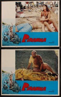 1f800 PIRANHA 4 LCs '78 Roger Corman, great art of man-eating fish & sexy girl by John Solie!