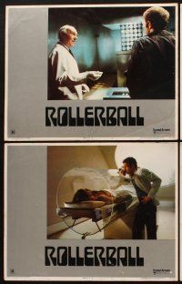1f454 ROLLERBALL 8 LCs '75 cool image of guy being pulled off motorcycle on flaming track!
