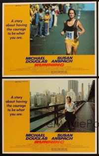 1f810 RUNNING 4 LCs '79 Michael Douglas, Susan Anspach, marathon runners!