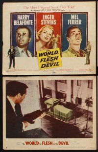 1f615 WORLD, THE FLESH & THE DEVIL 8 LCs '59 Inger Stevens between Harry Belafonte & Mel Ferrer!