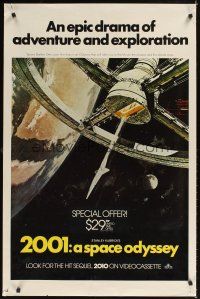 1g007 2001: A SPACE ODYSSEY 27x41 video poster R1985 Stanley Kubrick, Bob McCall art of space wheel!