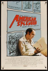 1g041 AMERICAN SPLENDOR DS 1sh '03 Paul Giamatti as Harvey Pekar, cool comic book design!