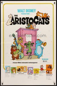 1g046 ARISTOCATS 1sh R80 Walt Disney feline jazz musical cartoon, great art of dancing cats!