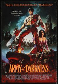 1g047 ARMY OF DARKNESS DS 1sh '93 Sam Raimi, great artwork of Bruce Campbell with chainsaw hand!