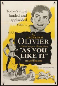 1g049 AS YOU LIKE IT 1sh R49 Sir Laurence Olivier in William Shakespeare's romantic comedy!