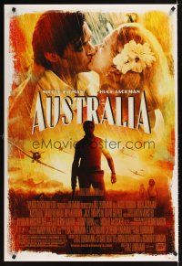 1g056 AUSTRALIA 2R style DS 1sh '08 Hugh Jackman & Nicole Kidman kissing in the rain!