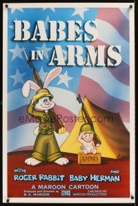 1g057 BABES IN ARMS Kilian 1sh '88 Roger Rabbit & Baby Herman in Army uniform with rifles!