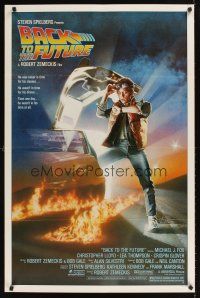 1g060 BACK TO THE FUTURE 1sh '85 Robert Zemeckis, art of Michael J. Fox & Delorean by Drew!