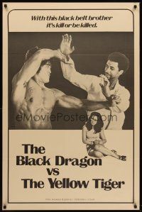 1g082 BLACK DRAGON VS. THE YELLOW TIGER 1sh '73 cool kung fu image w/ Bruce Lee look-alike!