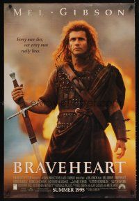 1g102 BRAVEHEART int'l advance DS 1sh '95 cool image of Mel Gibson as William Wallace!