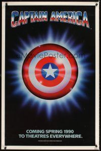 1g112 CAPTAIN AMERICA teaser 1sh '90 Marvel Comics superhero, cool image of shield!
