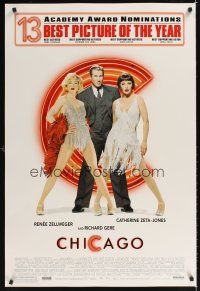 1g126 CHICAGO DS 1sh '02 sexy dancers Renee Zellweger & Catherine Zeta-Jones, Richard Gere!