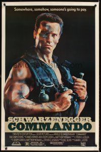 1g142 COMMANDO 1sh '85 Arnold Schwarzenegger is going to make someone pay!