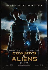1g147 COWBOYS & ALIENS teaser DS 1sh '11 cool image of Daniel Craig & Harrison Ford!