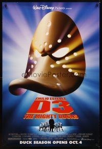 1g156 D3: THE MIGHTY DUCKS advance DS 1sh '96 Disney, Emilio Estevez coaches teen ice hockey!