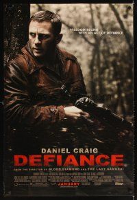 1g183 DEFIANCE advance DS 1sh '08 Edward Zwick directed, rugged Daniel Craig w/machine gun!