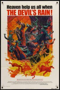 1g188 DEVIL'S RAIN 1sh '75 Ernest Borgnine, William Shatner, Anton Lavey, cool Mort Kunstler art!