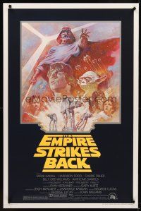 1g219 EMPIRE STRIKES BACK 1sh R81 George Lucas sci-fi classic, cool artwork by Tom Jung!