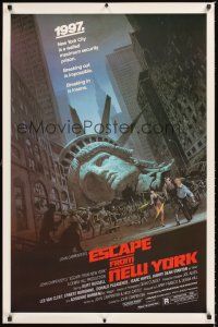 1g228 ESCAPE FROM NEW YORK 1sh '81 John Carpenter, art of decapitated Lady Liberty by S. Watts!