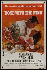 1g292 GONE WITH THE WIND 1sh R80 Clark Gable, Vivien Leigh, Terpning artwork, all-time classic!