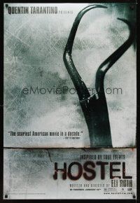1g328 HOSTEL teaser DS 1sh '05 Eli Roth gore-fest, creepy image of surgical clamp