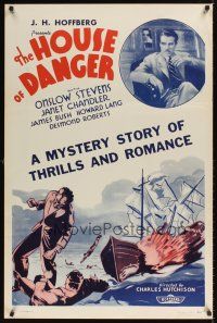 1g332 HOUSE OF DANGER 1sh '34 Onslow Stevens, Janet Chandler, a mystery of thrills & romance!