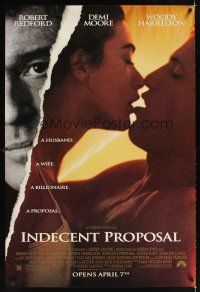 1g352 INDECENT PROPOSAL advance DS 1sh '93 Robert Redford, Demi Moore, Woody Harrelson!