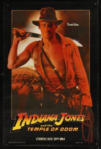 1g358 INDIANA JONES & THE TEMPLE OF DOOM teaser 1sh '84 adventure is Ford's name!