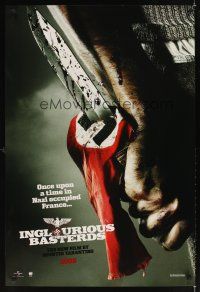 1g361 INGLOURIOUS BASTERDS teaser DS 1sh '09 Quentin Tarantino, bloody knife through Nazi flag!
