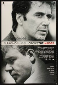 1g369 INSIDER int'l DS 1sh '99 cool image of Al Pacino & Russell Crowe!
