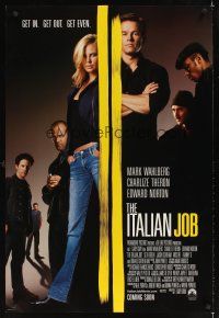 1g377 ITALIAN JOB int'l advance DS 1sh '03 Mark Wahlberg, sexy full-length Charlize Theron!