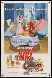 1g405 LADY & THE TRAMP 1sh R80 Walt Disney romantic canine classic cartoon!