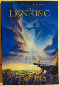 1g422 LION KING DS 1sh '94 Disney Africa jungle cartoon, Simba on Pride Rock, Mufasa in sky!