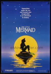 1g428 LITTLE MERMAID teaser DS 1sh '89 Disney, great cartoon image of Ariel in moonlight!