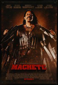 1g446 MACHETE style A advance DS 1sh '10 Robert Rodriguez, Danny Trejo with lots of knives!