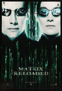 1g471 MATRIX RELOADED teaser 1sh '03 Keanu Reeves & Carrie-Anne Moss as Neo & Trinity!