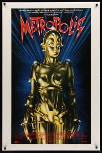 1g481 METROPOLIS int'l 1sh R84 Fritz Lang classic, Girogio Moroder, art of female robot by Nikosey!