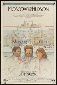 1g491 MOSCOW ON THE HUDSON video 1sh '84 great artwork of Russian Robin Williams by Craig!